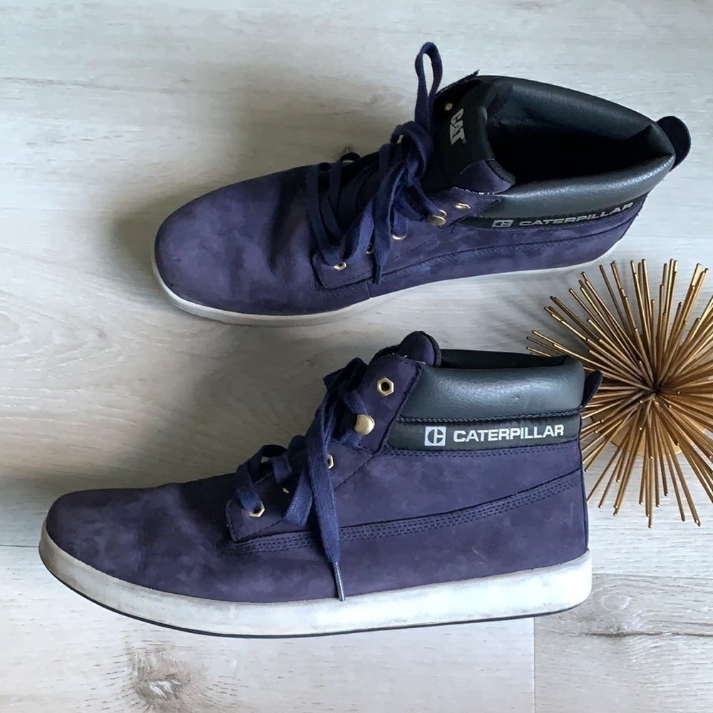 Men's Caterpillar Navy Suede high top sneakers leather size 12 CAT gray